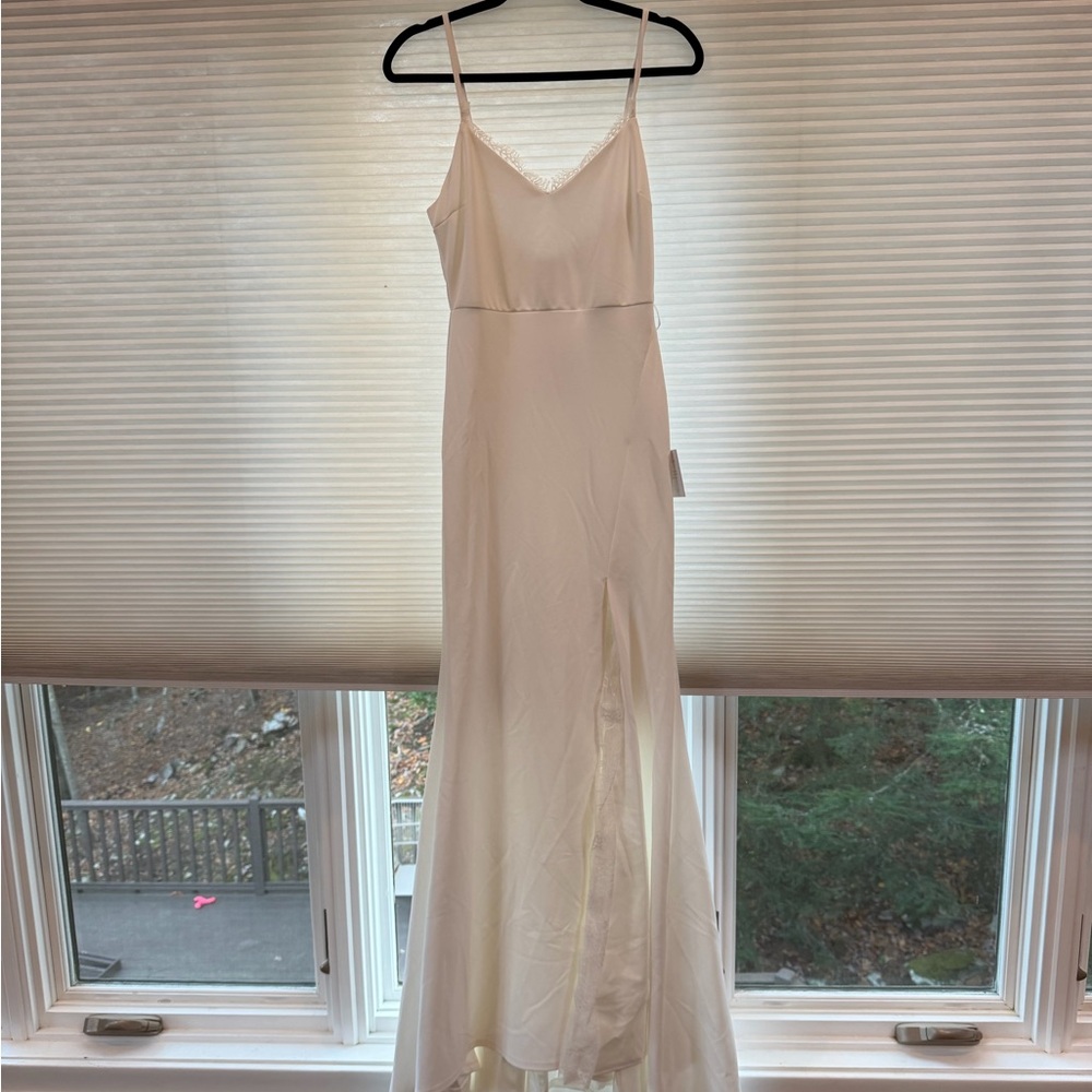 Lulu's White Lace-Trimmed Dress